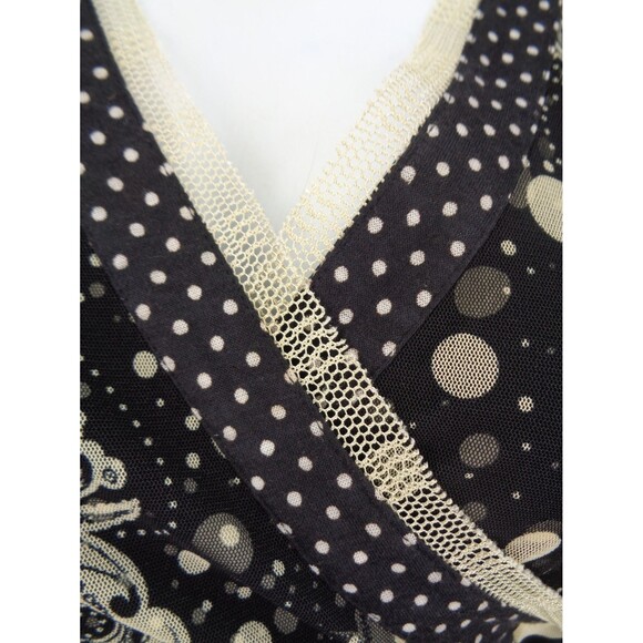 Anac Designed by Kimi Dot V-Neck Top Size Large Mesh Tie Waist Flare Sleeve Y2K - Picture 7 of 16